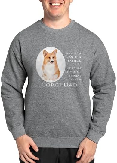 CafePress Corgi Dad Sweatshirt (Dark) Classic Crew Neck Light Sweatshirt - Graphite Gray
