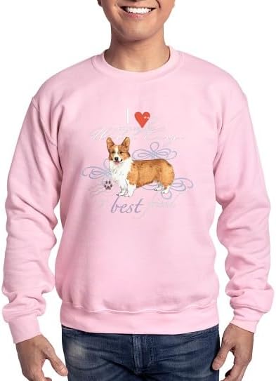 CafePress Pembroke Welsh Corgi Sweatshirt (Dark) Classic Crew Neck Light Sweatshirt - Pink