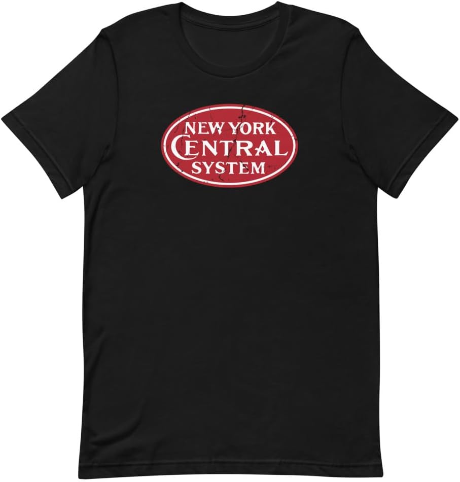 Bygone Brand New York Central Railroad Unisex Retro T-Shirt Black - Black