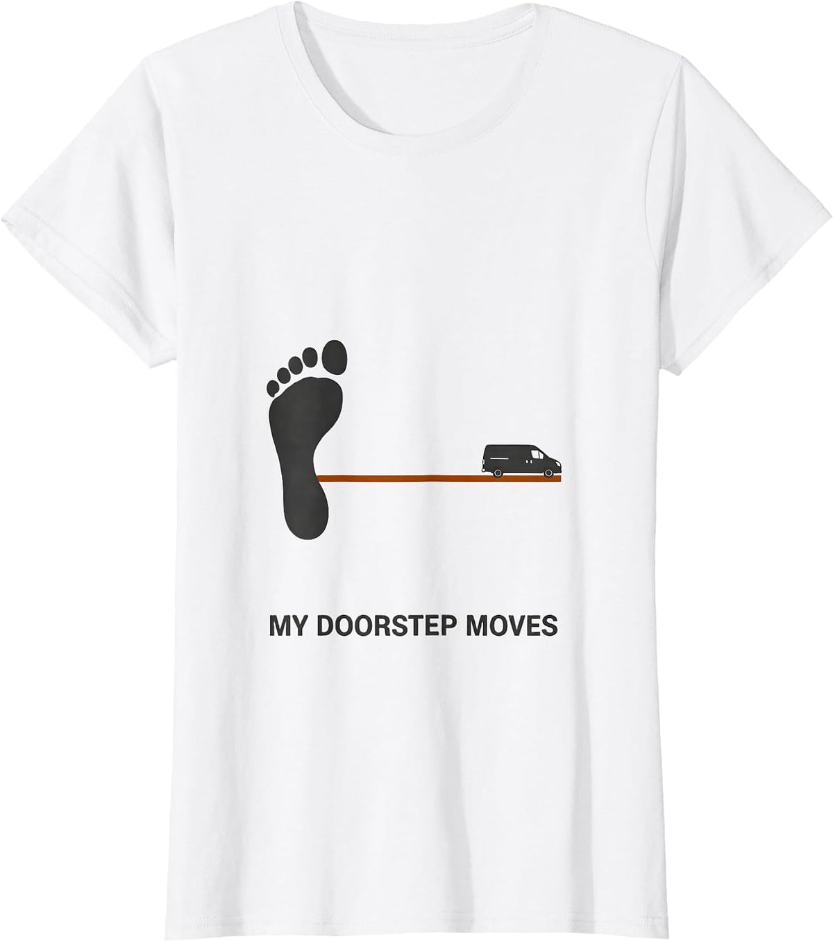 Women's My Doorstep Moves Minimalist Van Life Retro Road Trip T-Shirt - White