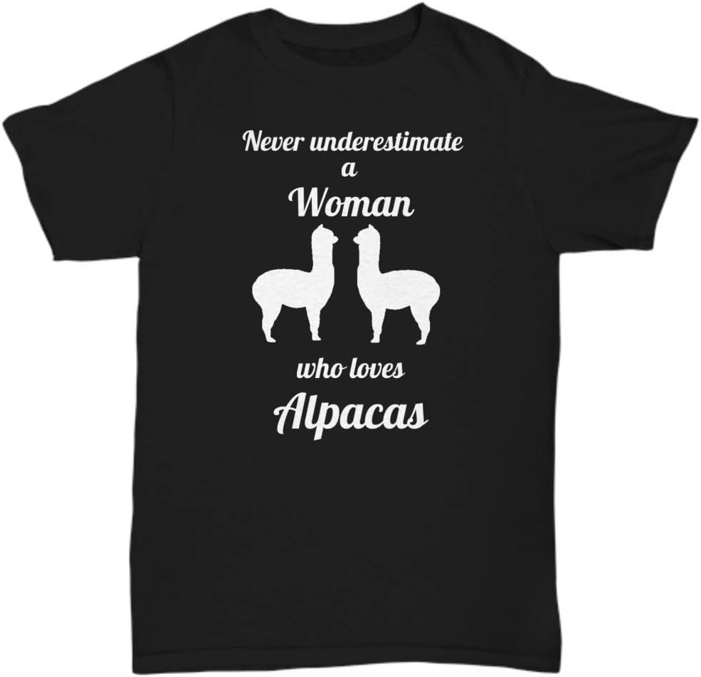 Alpaca Lover T-Shirt - Gift Idea for Woman Alpaca Owner Breeder Farmer Rancher - Unisex Tee - Black