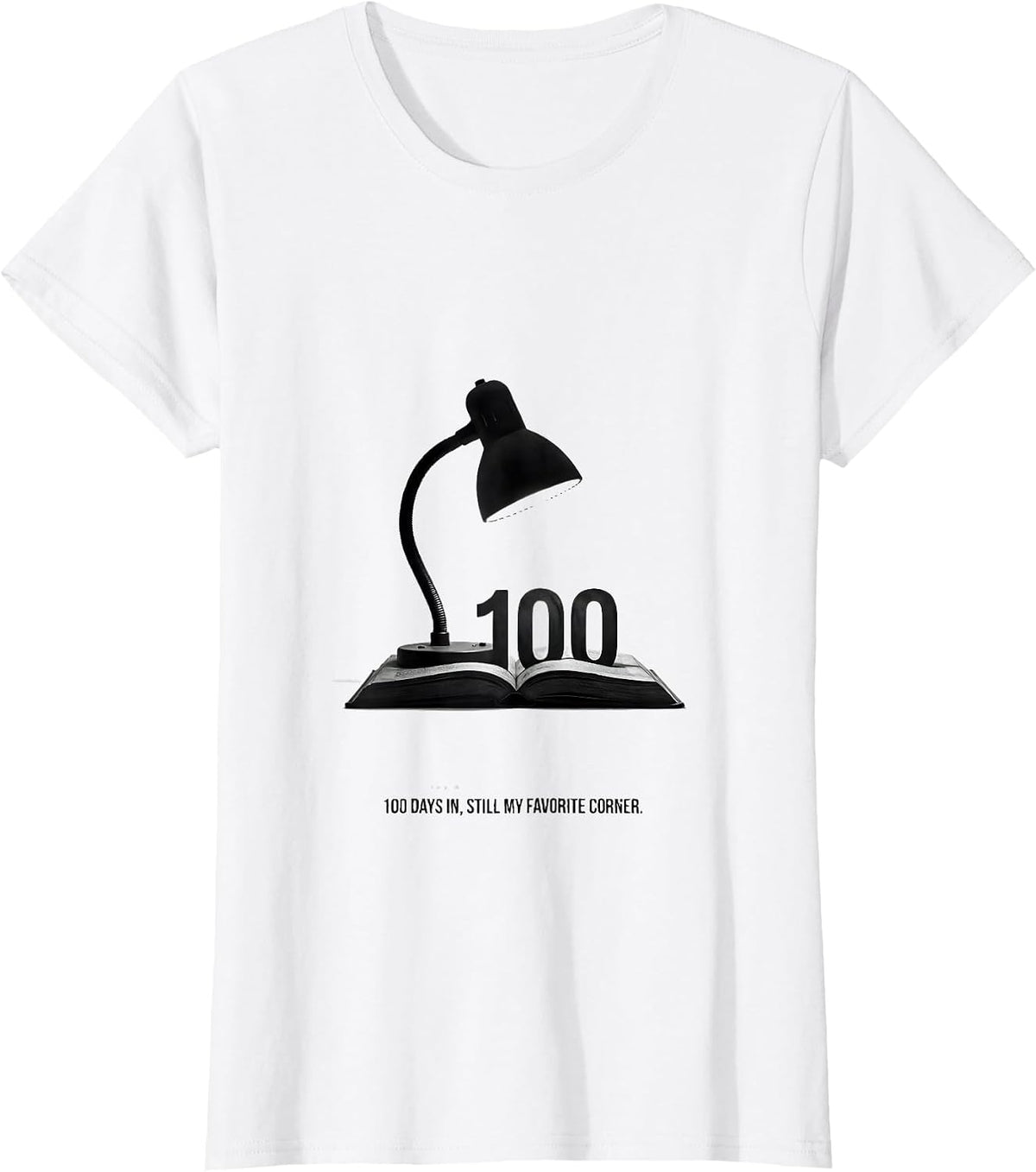 100 Days In, Still My Favorite Corner Minimalist Reading T-Shirt - White
