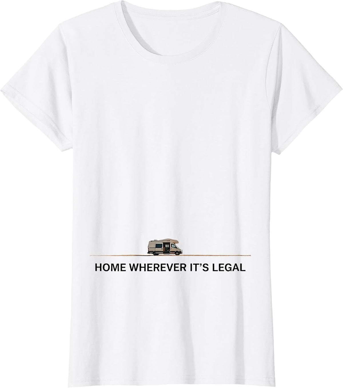 Home Wherever It's Legal Nostalgic Van Life Nomad Adventure T-Shirt - White