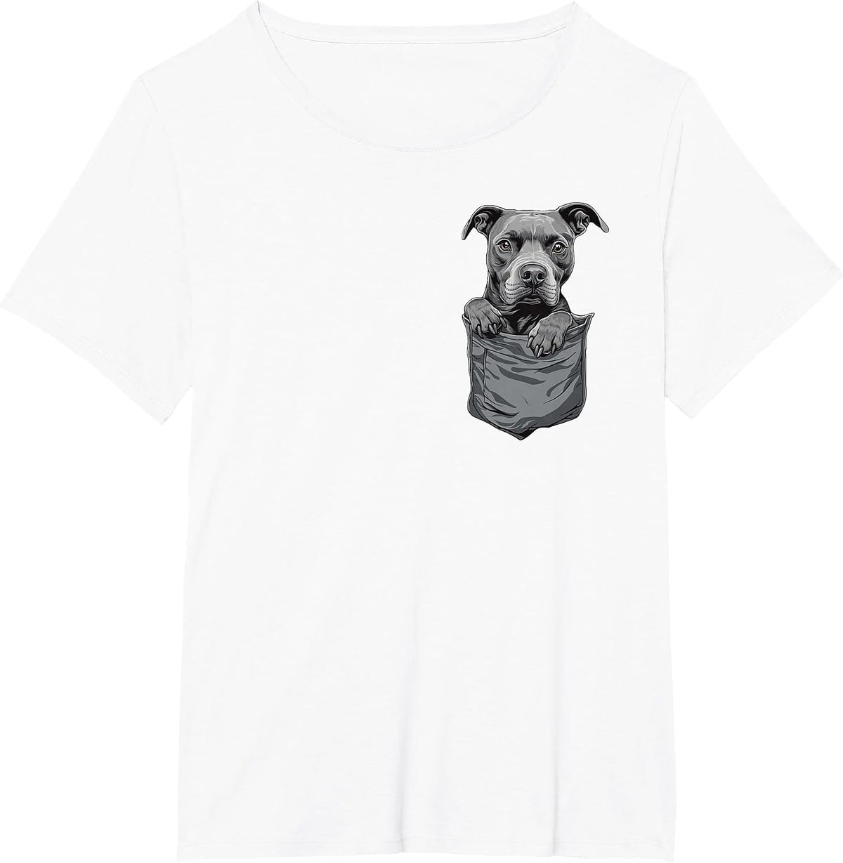 Pitbull in Pocket Cute Dog Lover Owner T-Shirt - White