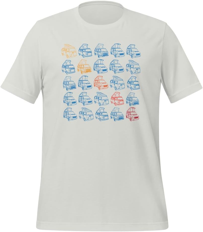 GoWesty Rainbow Tile Bus Vanagon Eurovan T-Shirt - Silver
