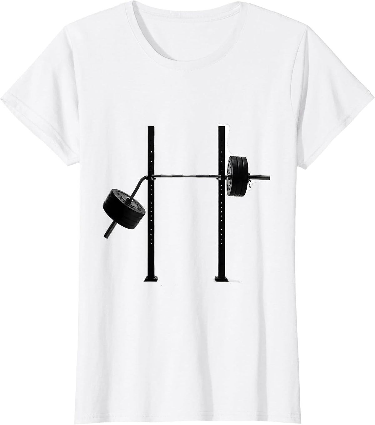Women's Bent Barbell Funny Gym Workout Humor T-Shirt - White