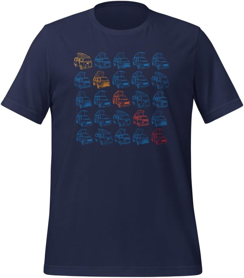 GoWesty Rainbow Tile Bus Vanagon Eurovan T-Shirt - Navy