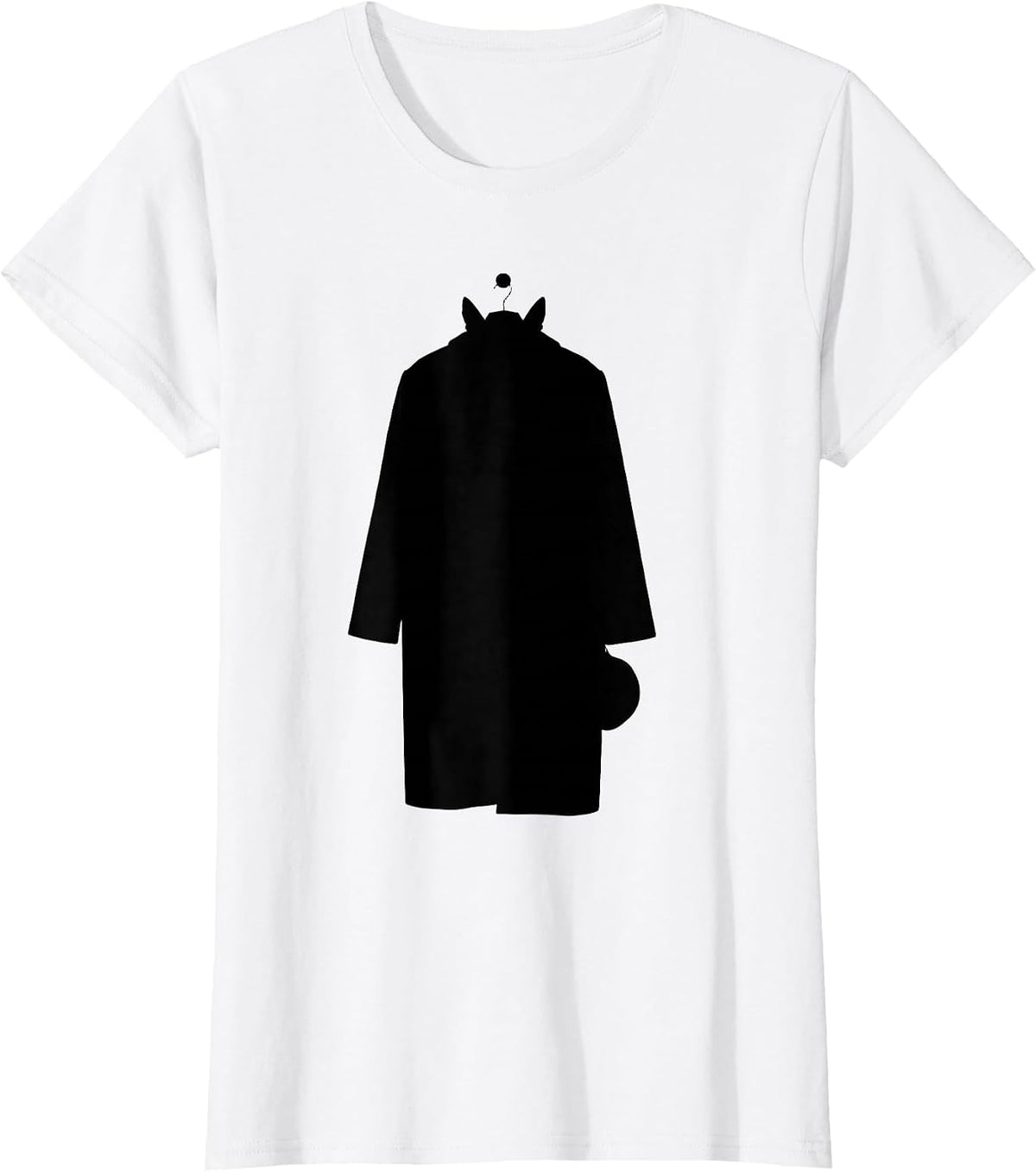 Oversized Coat Chihuahua Silhouette Dog Lover Humor T-Shirt - White