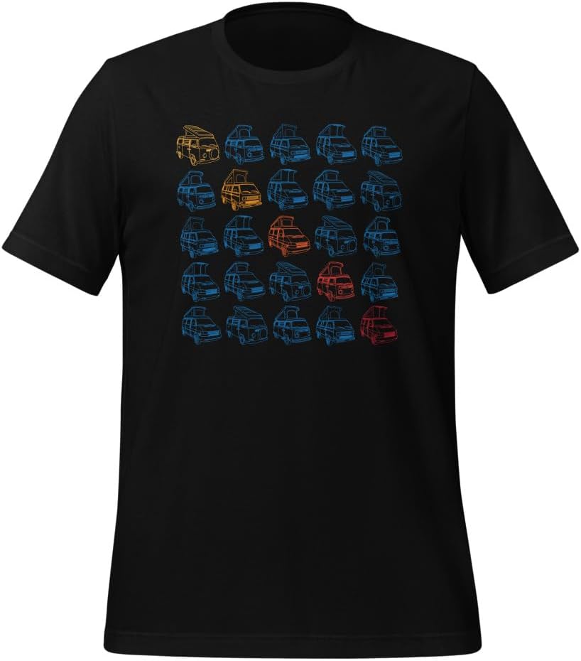 GoWesty Rainbow Tile Bus Vanagon Eurovan T-Shirt - Black