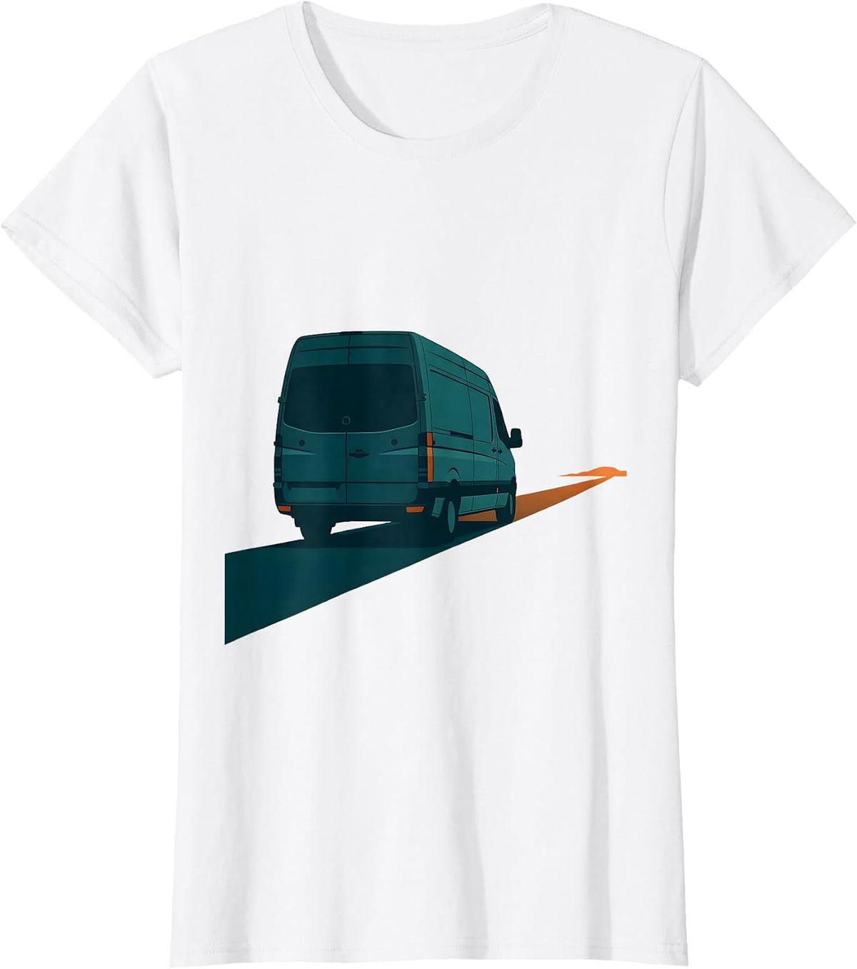 Women's Boxy Conversion Van Minimalist Van Life Road Trip Nostalgia T-Shirt - White