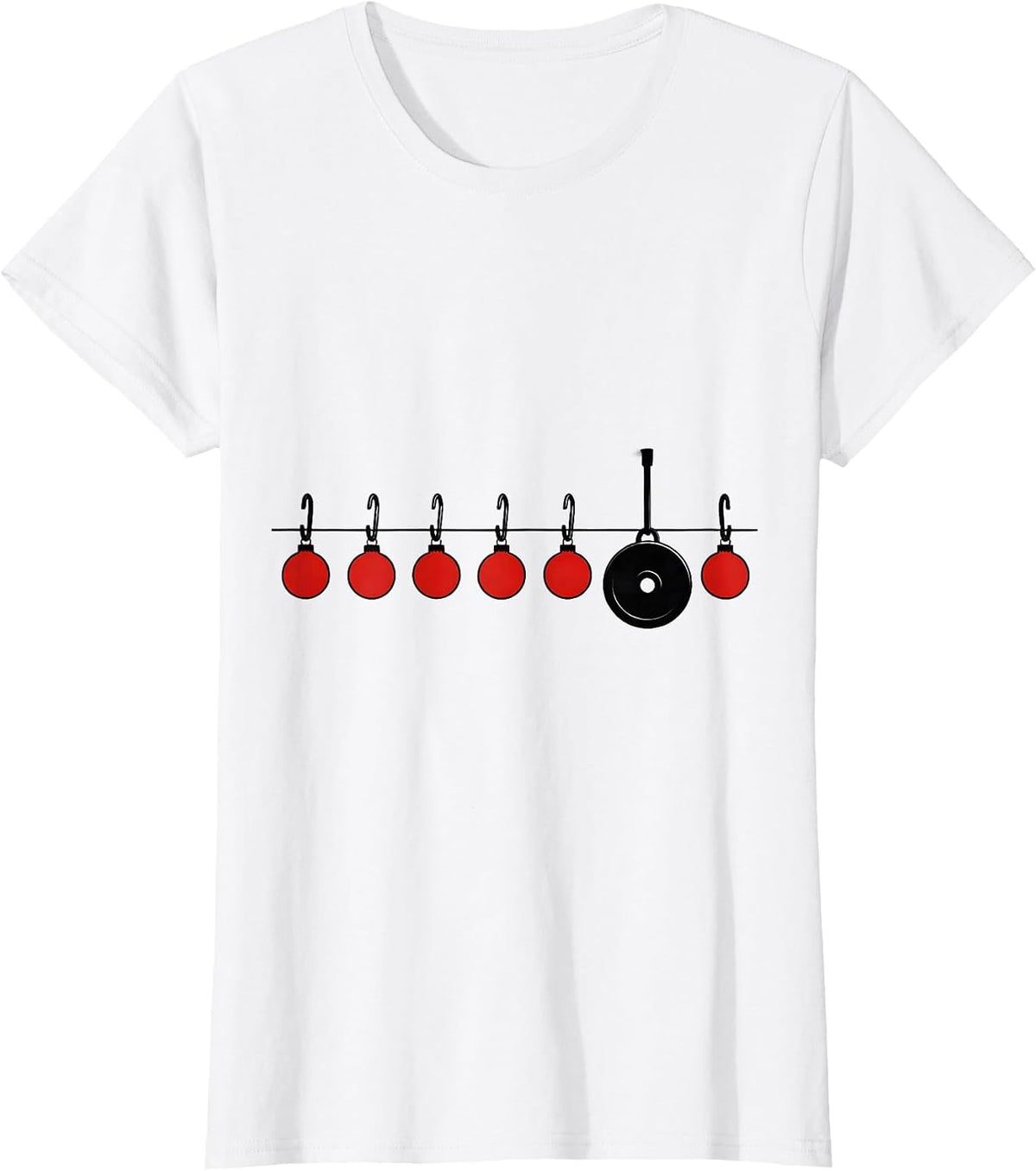 Hooks Ornament Weight Plate Minimalist Christmas Gym Workout T-Shirt - White