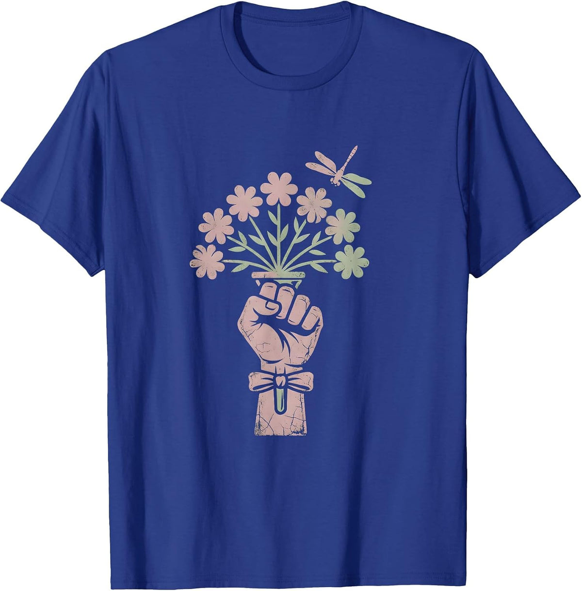 Raised Fist Rainbow Torch Pride Illustration T-Shirt - Royal Blue