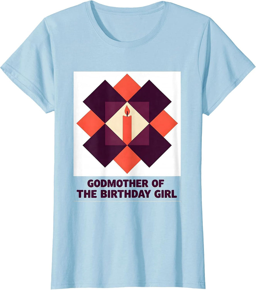 Women's Godmother Of The Birthday Girl Whimsical Family Pride T-Shirt - Baby Blue