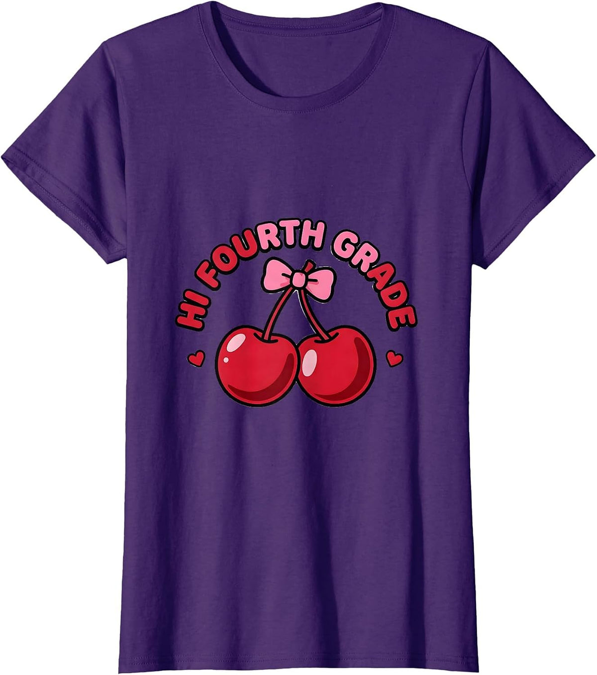 Women's Hi Fourth Grade Leopard Teacher Back To School Girls T-Shirt - Purple