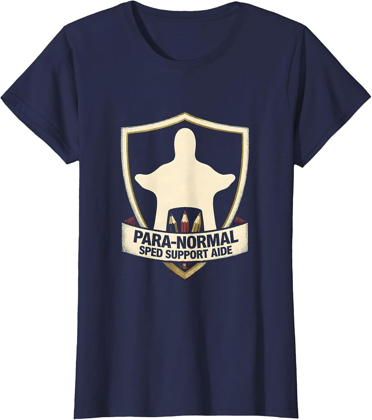 Women's Para-Normal SPED Support Aide Ghost Paraprofessional T-Shirt - Navy Blue