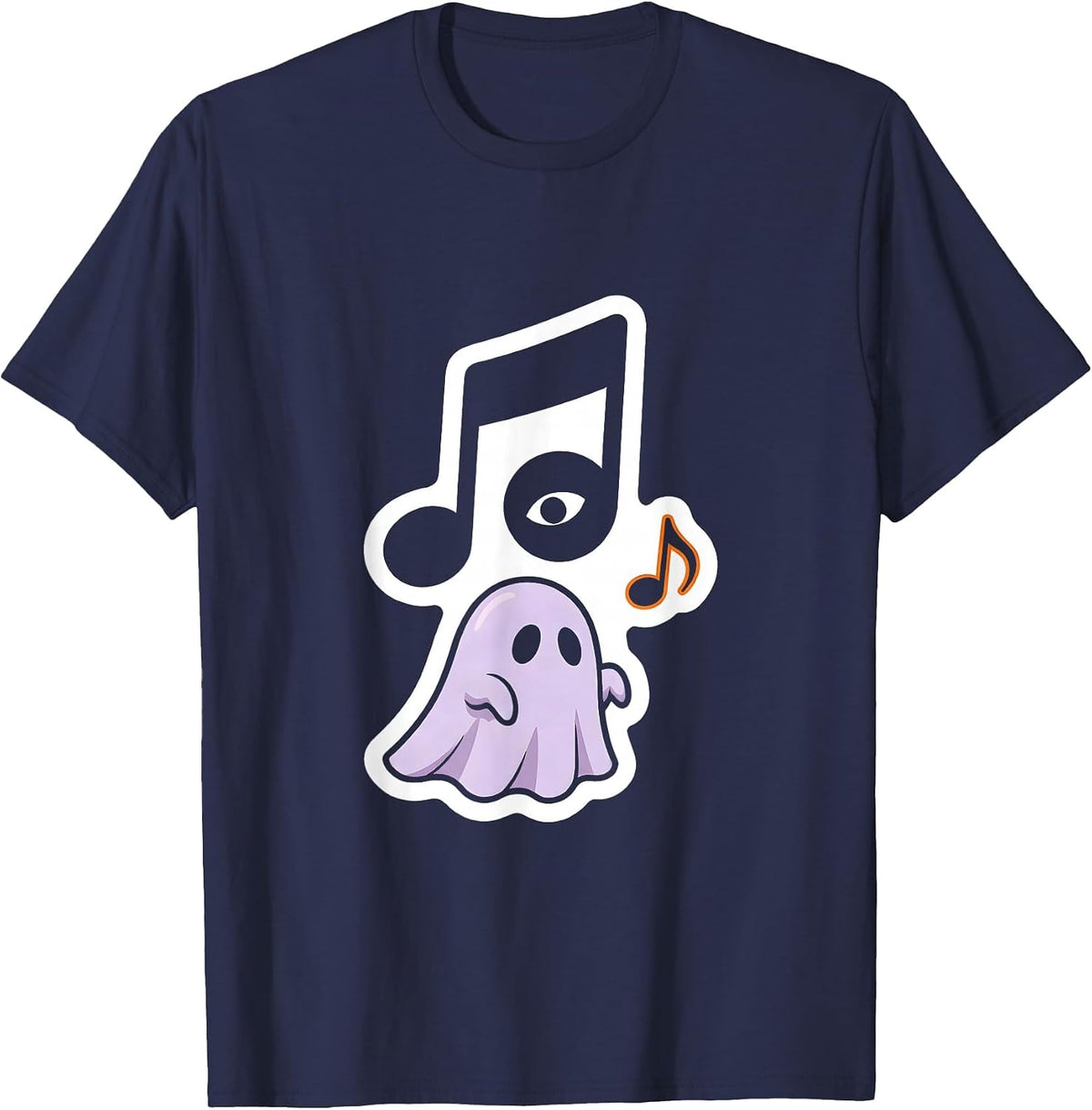 Sheet Ghost Fermata Musician Teacher Halloween Humor T-Shirt - Navy Blue