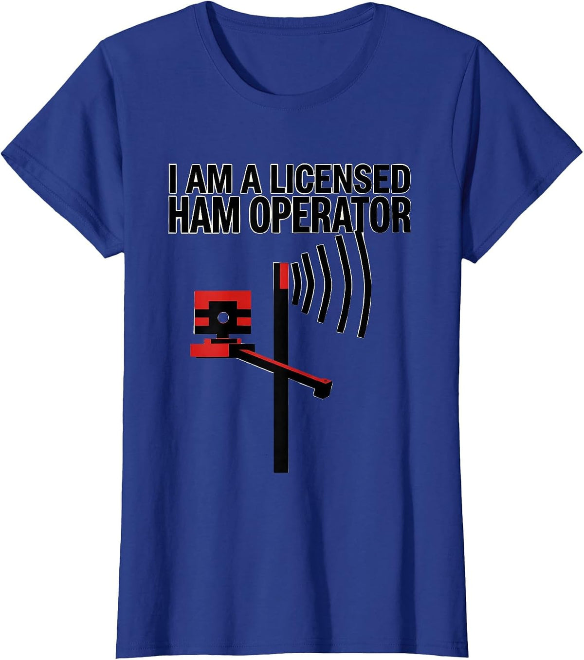 Women's I Am A Licensed Ham Operator Bauhaus Modernist Ham Radio T-Shirt - Royal Blue