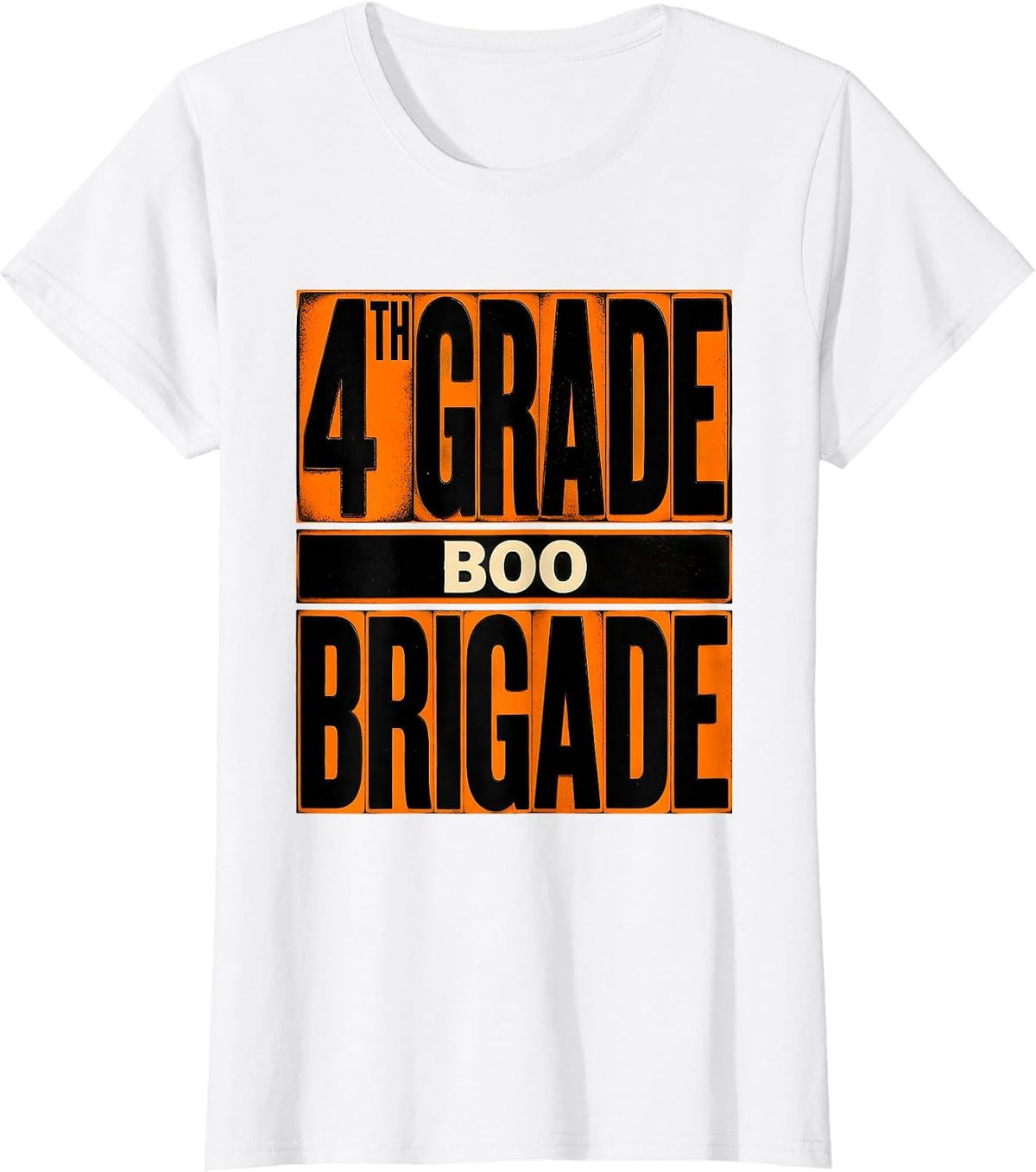 4th Grade Boo Brigade Playful Halloween Teacher School T-Shirt - White