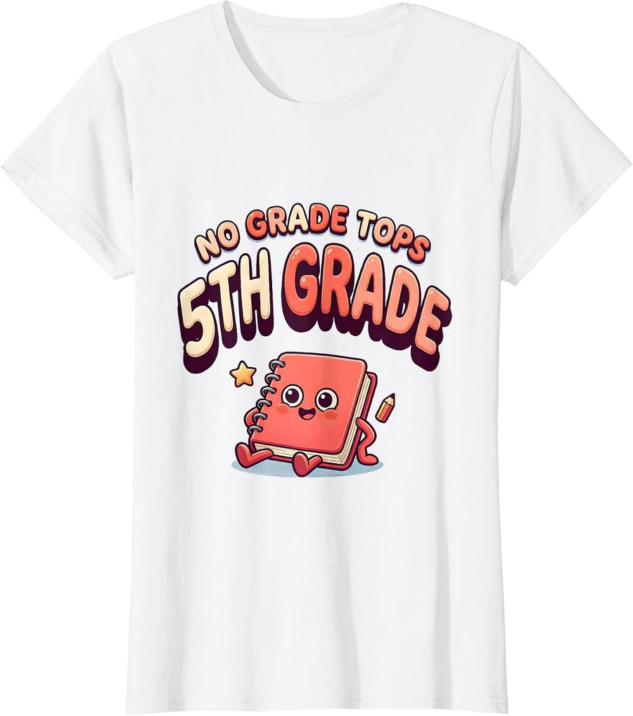 Women's No Grade Tops 5th Grade Cute Kawaii Teacher Back To School T-Shirt - White