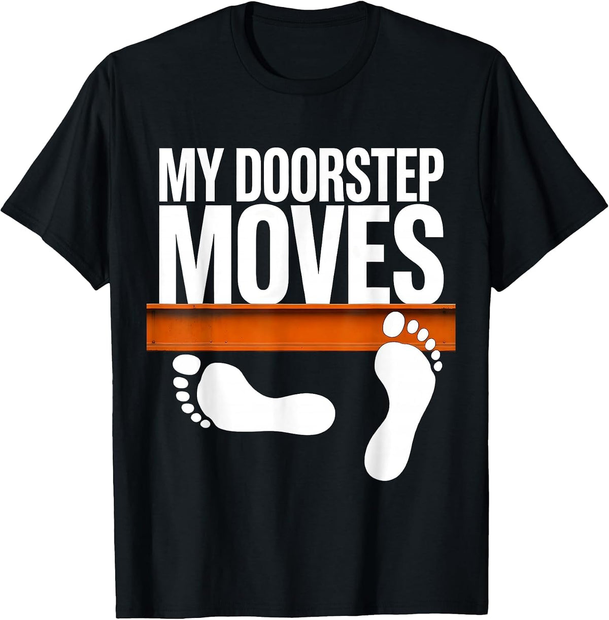 Men's My Doorstep Moves Brutalist Van Life Retro Road Trip Humor T-Shirt - Black