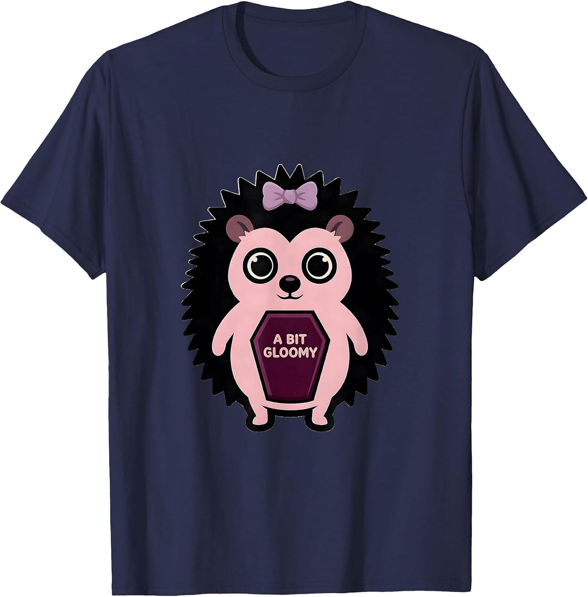 Men's A Bit Gloomy Pastel Goth Kawaii Creepy Cute Plush Hedgehog T-Shirt - Navy Blue