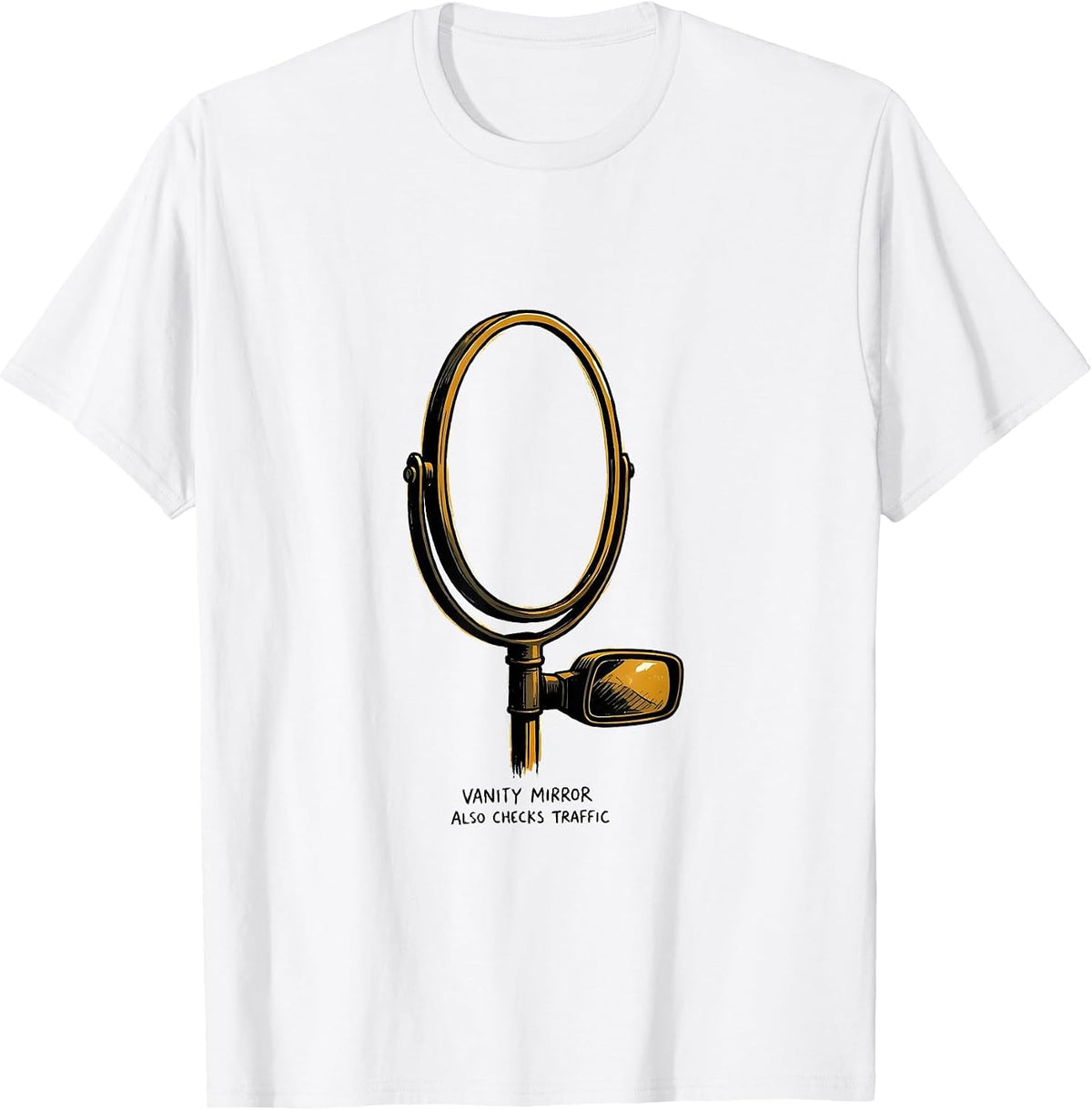 Men's Vanity Mirror Also Checks Traffic Retro Van Life Nomad Gift T-Shirt - White