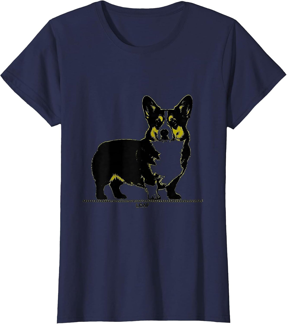 Women's Loaf Funny Corgi Dog Lover Humor Graphic T-Shirt - Navy Blue