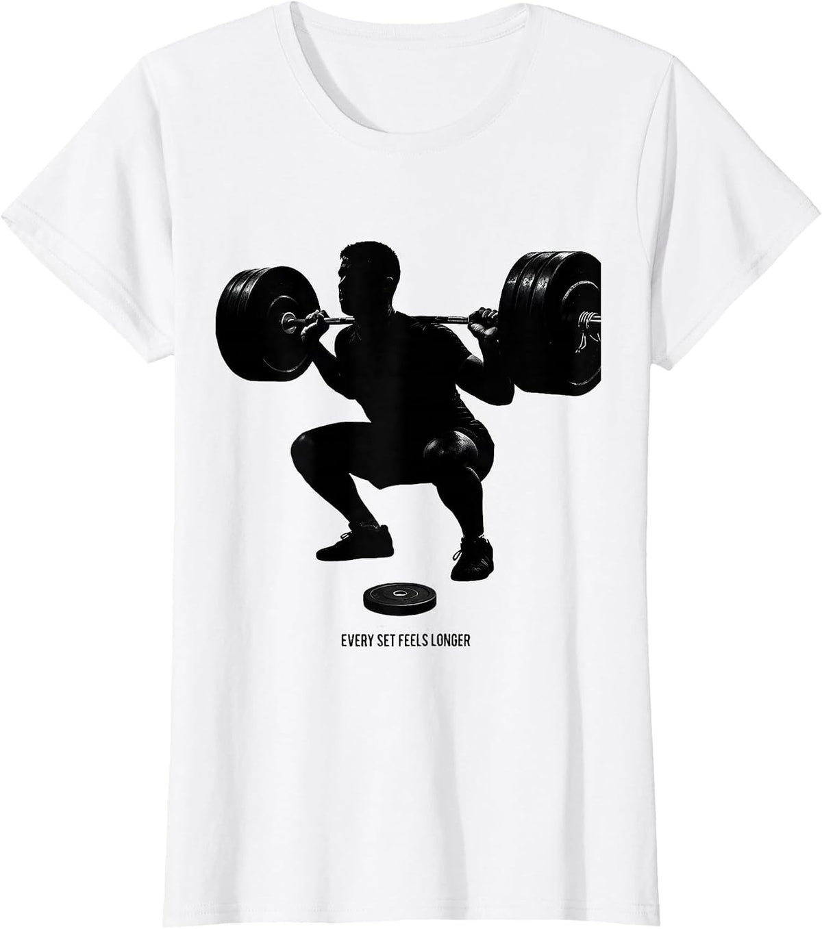 Women's Every Set Feels Longer Monochromatic Gym Humor Weightlifting T-Shirt - White