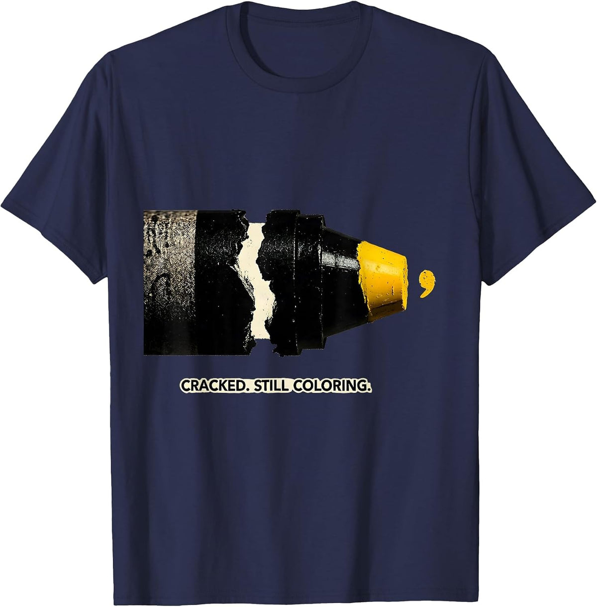 Cracked Still Coloring Mental Health Awareness Support T-Shirt - Navy Blue