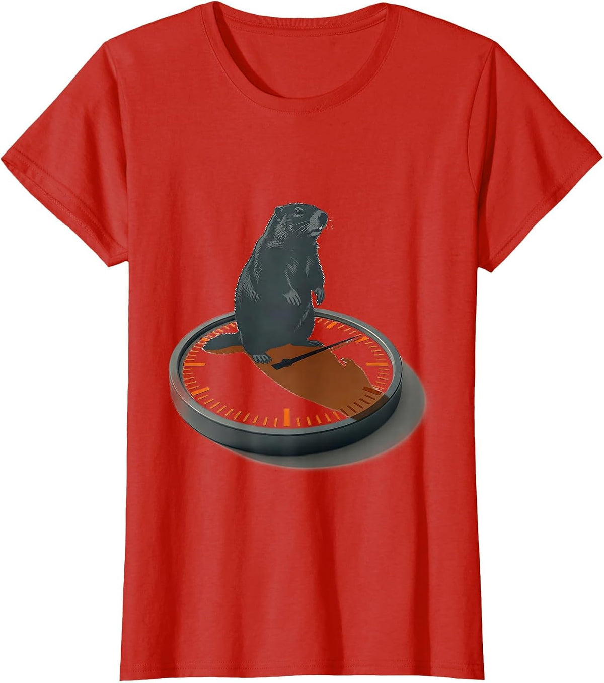 Groundhog Weather Gauge Editorial Conceptual Humor T-Shirt - Red
