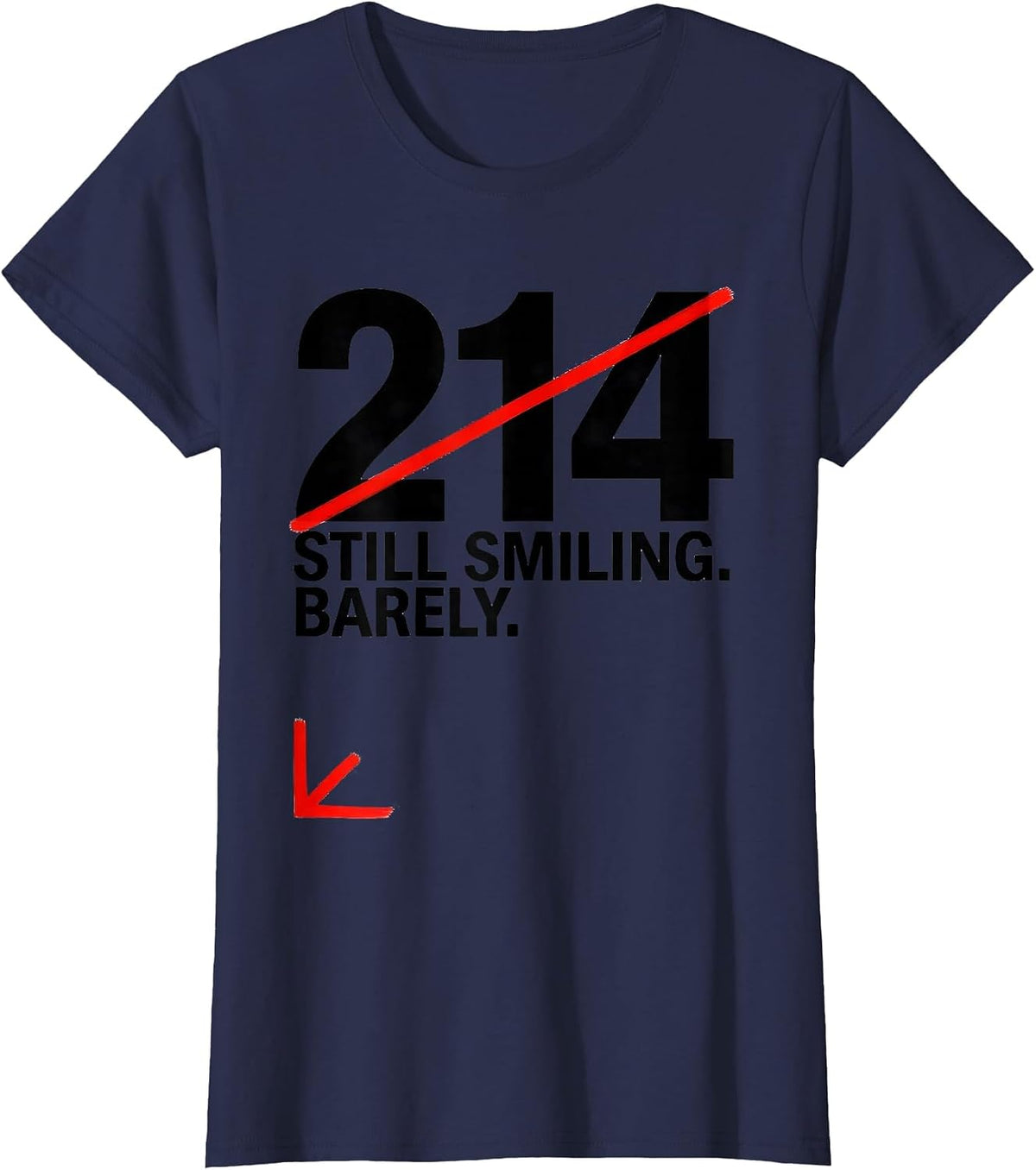 Women's Bib 214: Still Smiling Barely Funny Cross Country Running T-Shirt - Navy Blue