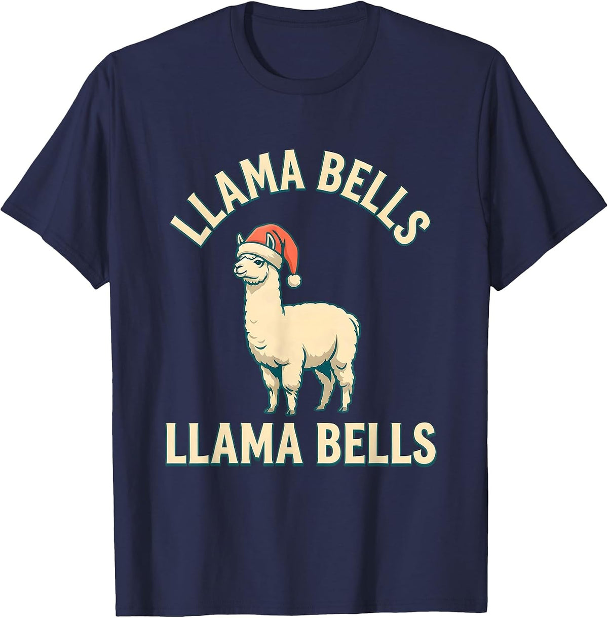 Men's Llama Bells Llama Bells Funny Llama Lover Christmas T-Shirt - Navy Blue