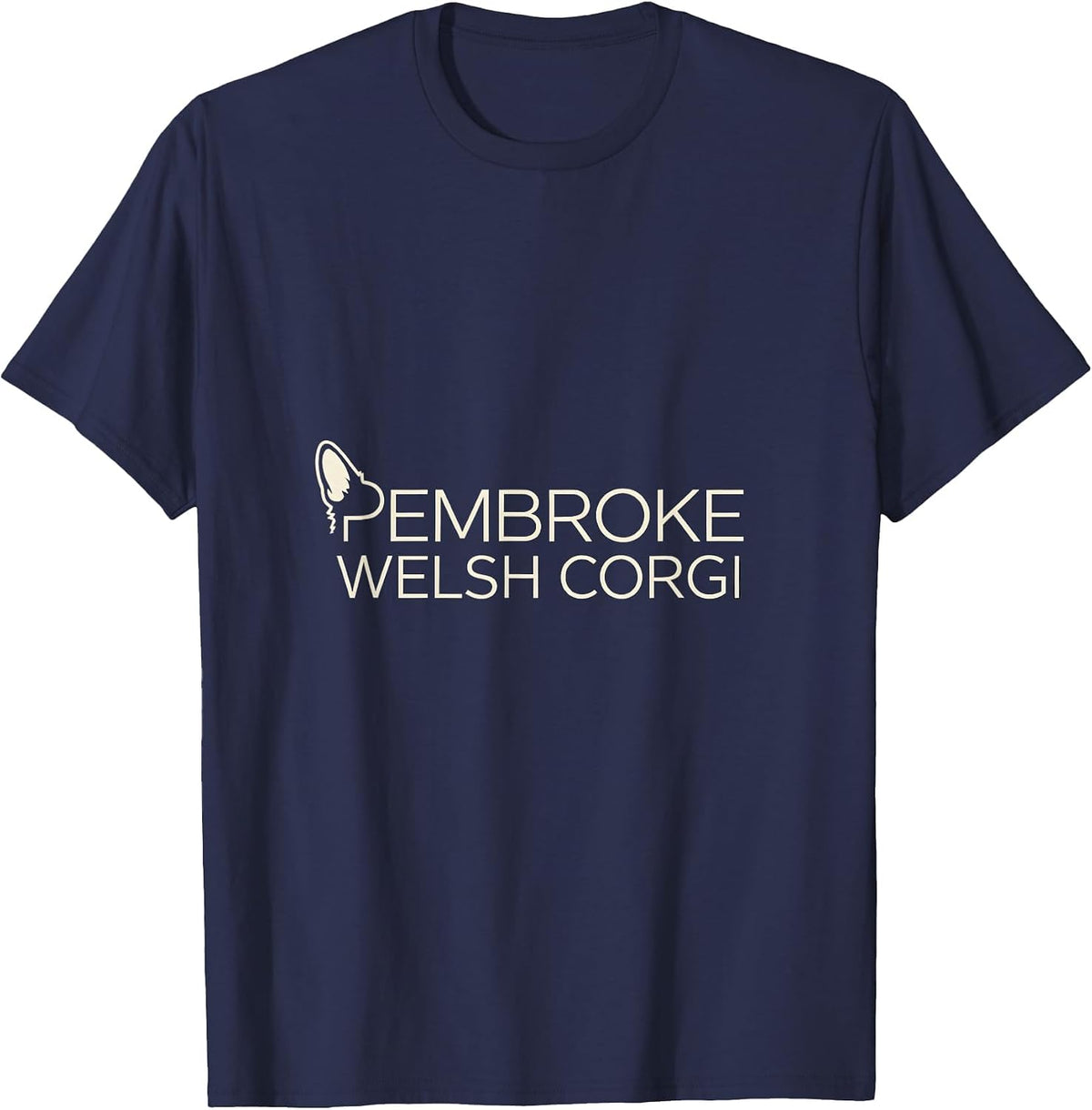 Pembroke Welsh Corgi Minimalist Badge Patch Line Art Icon T-Shirt - Navy Blue