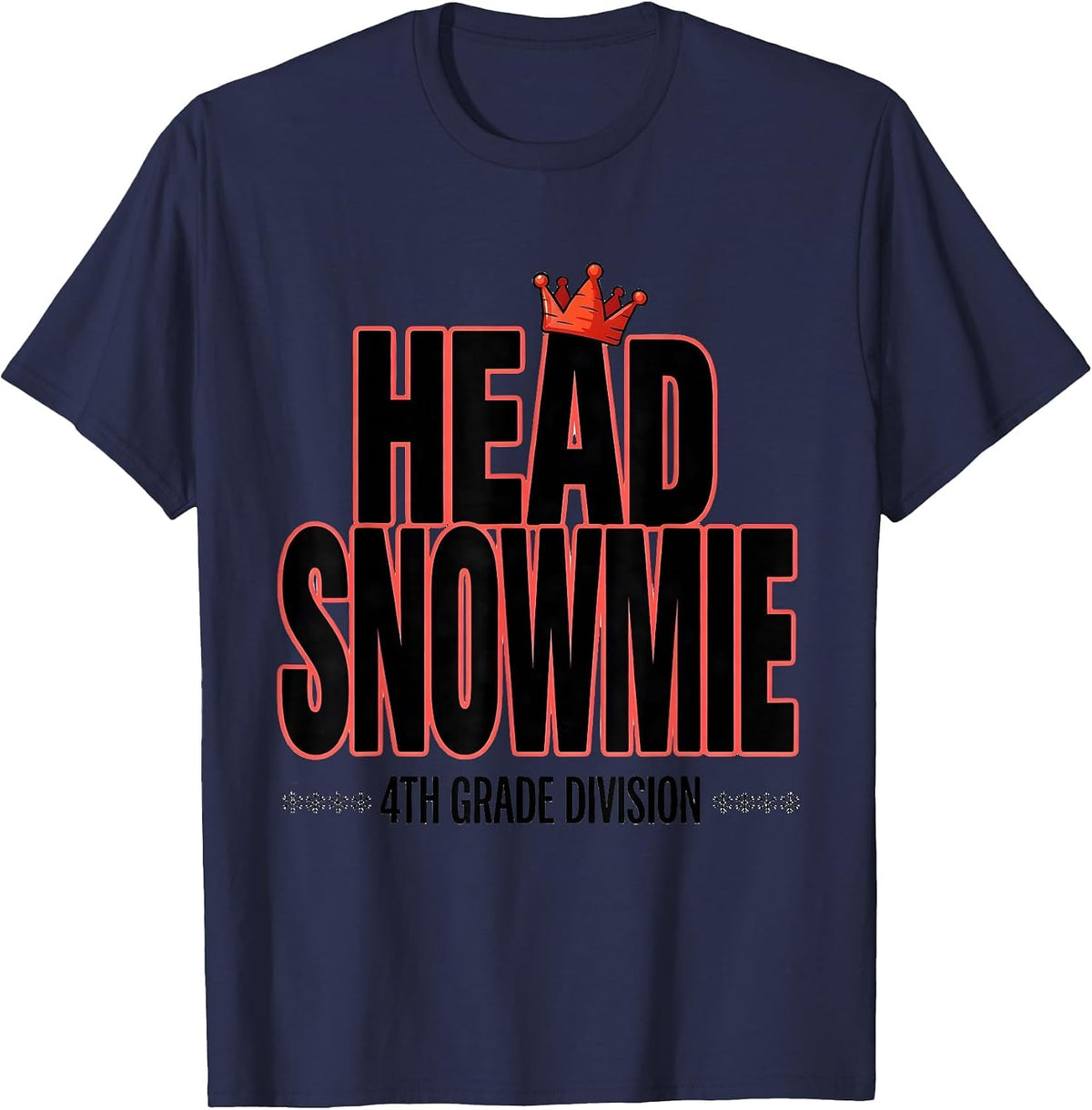 Men's Head Snowmie, 4th Grade Division Funny Teacher Christmas T-Shirt - Navy Blue