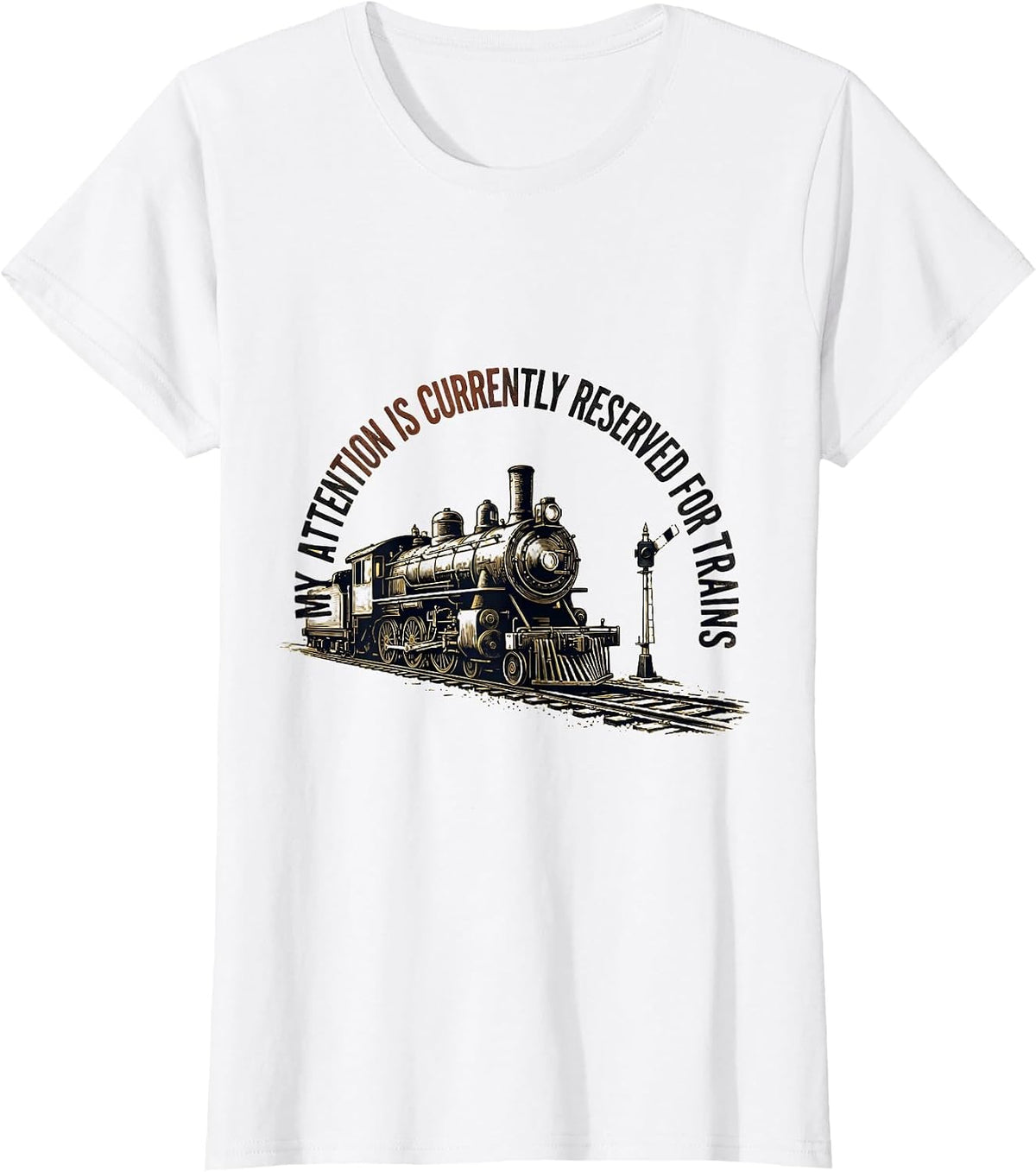 Women's My Attention Is Currently Reserved For Trains Vintage T-Shirt - White