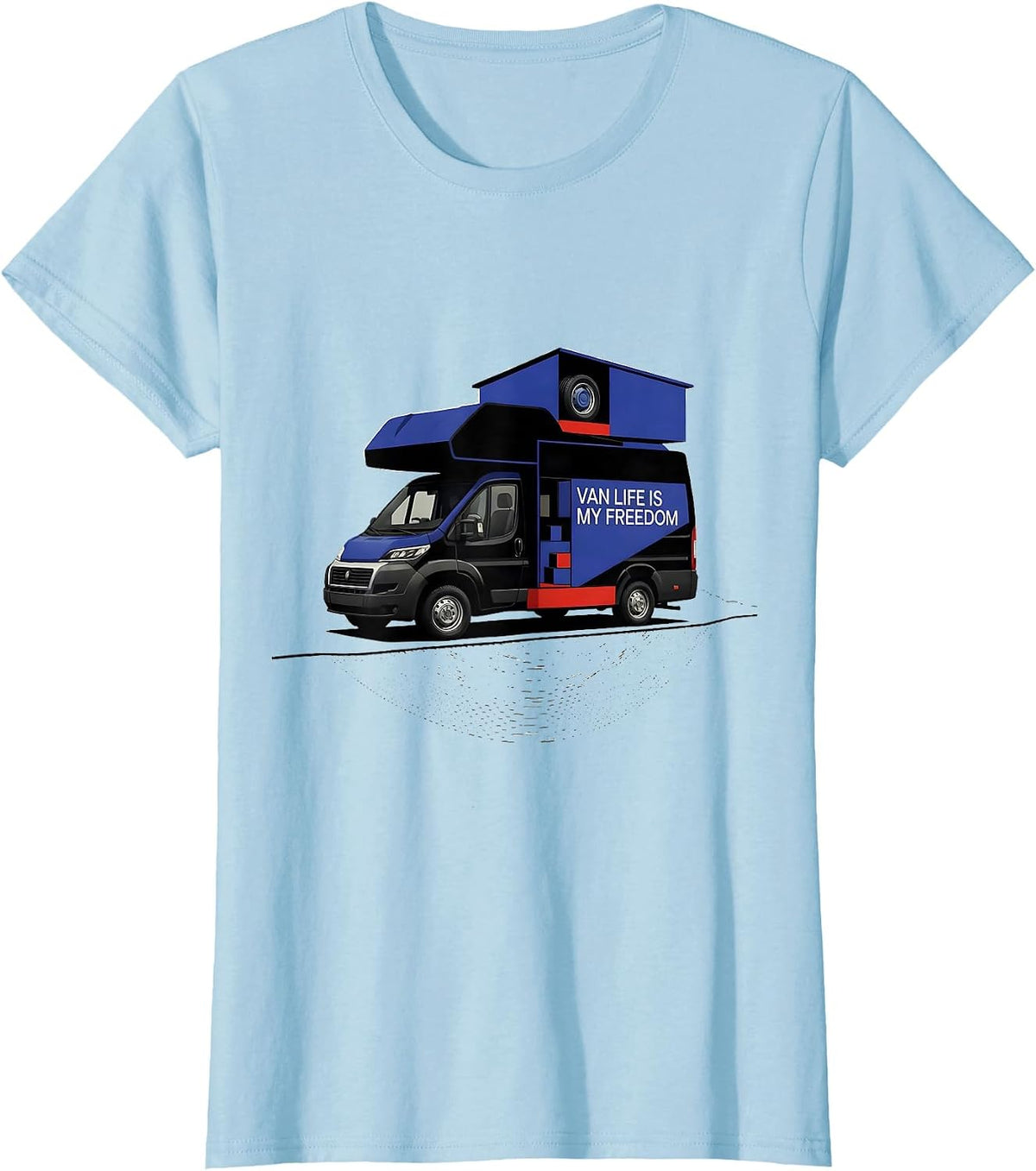 Van Life Is My Freedom Bauhaus Modernist Van Dweller Nomads T-Shirt - Baby Blue