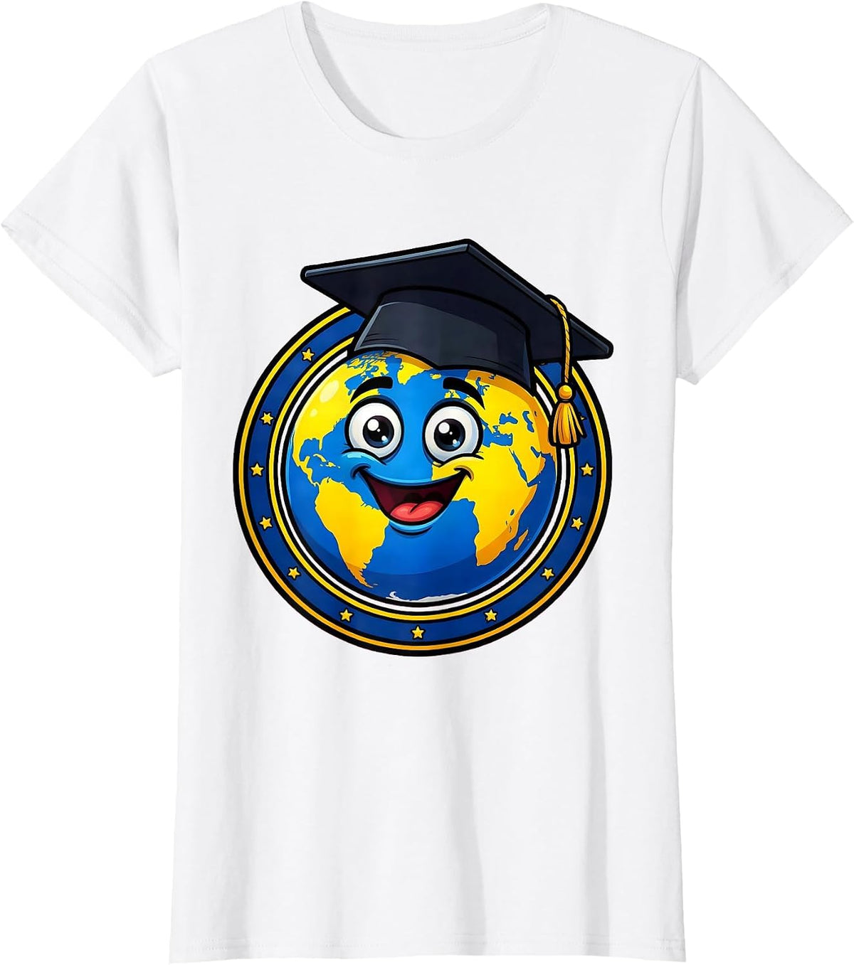 Women's 5th Grade Teacher Globe Graduation Cap Graphic T-Shirt - White