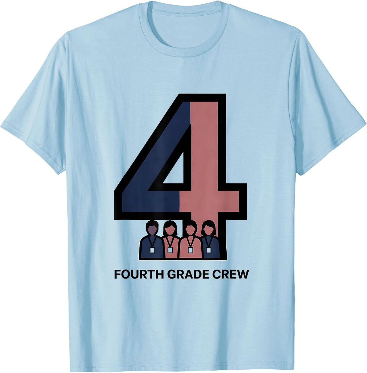 Men's Fourth Grade Crew Typography Team Fourth Grade Teacher Back T-Shirt - Baby Blue