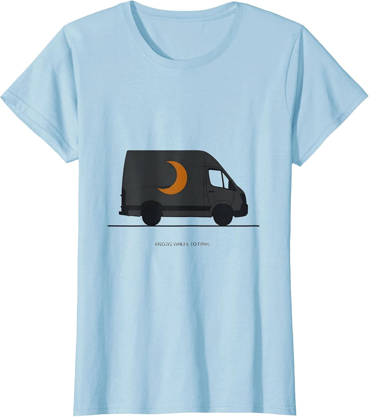 Knows Where To Park Retro Van Life Vintage Van Dwellers T-Shirt - Baby Blue