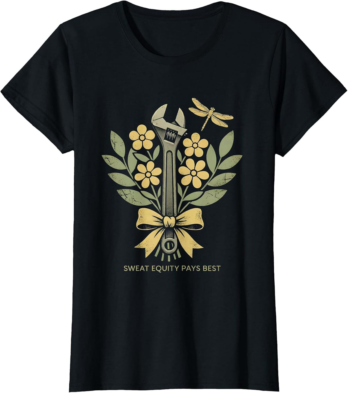 Sweat Equity Pays Best Blue Collar Design T-Shirt - Black