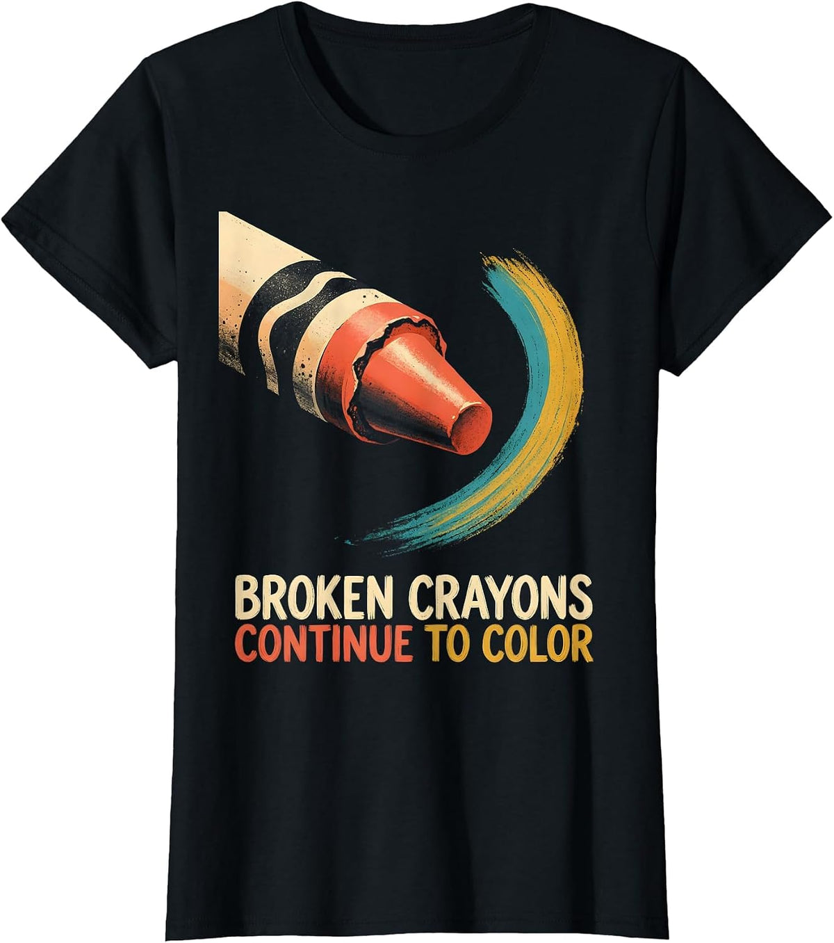 Women's Broken Crayons Continue To Color Mental Health Awareness T-Shirt - Black