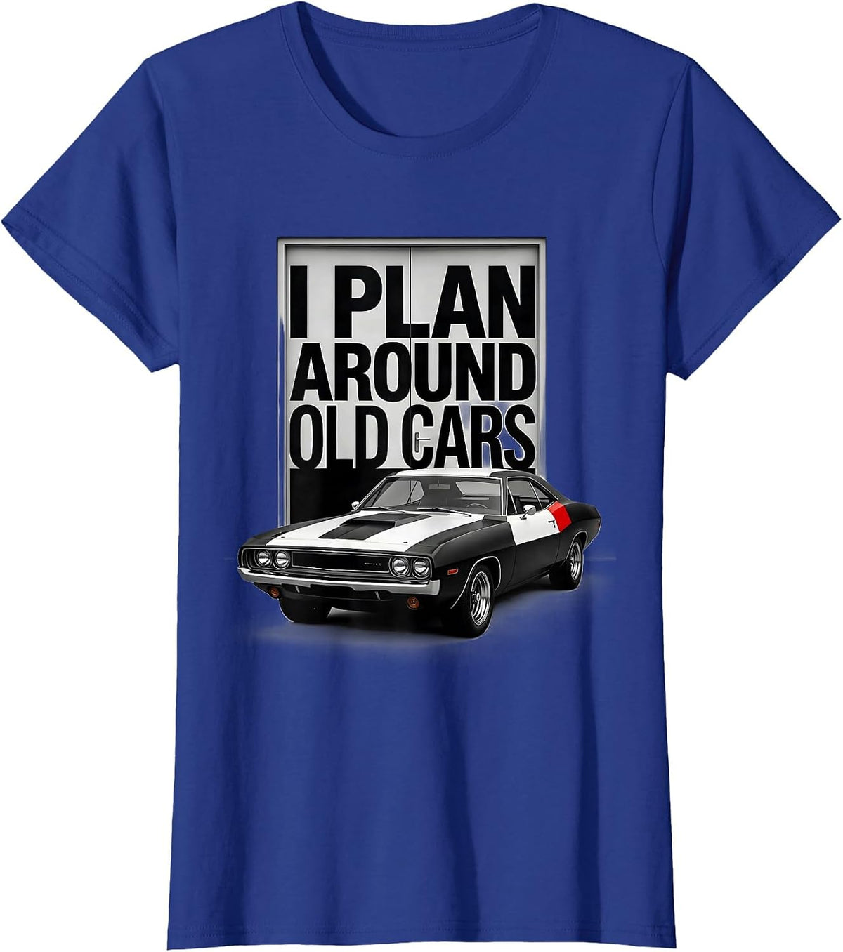 Women's I Plan Around Old Cars Bauhaus Modernist Classic Car Guy T-Shirt - Royal Blue
