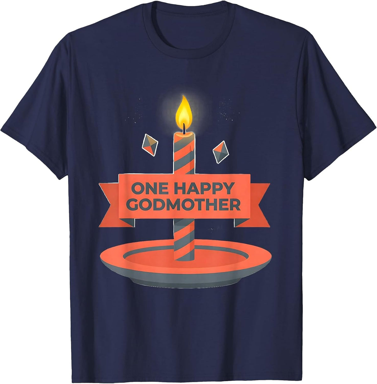 Men's One Happy Godmother Funny Family Matching 1st Birthday Gift T-Shirt - Navy Blue
