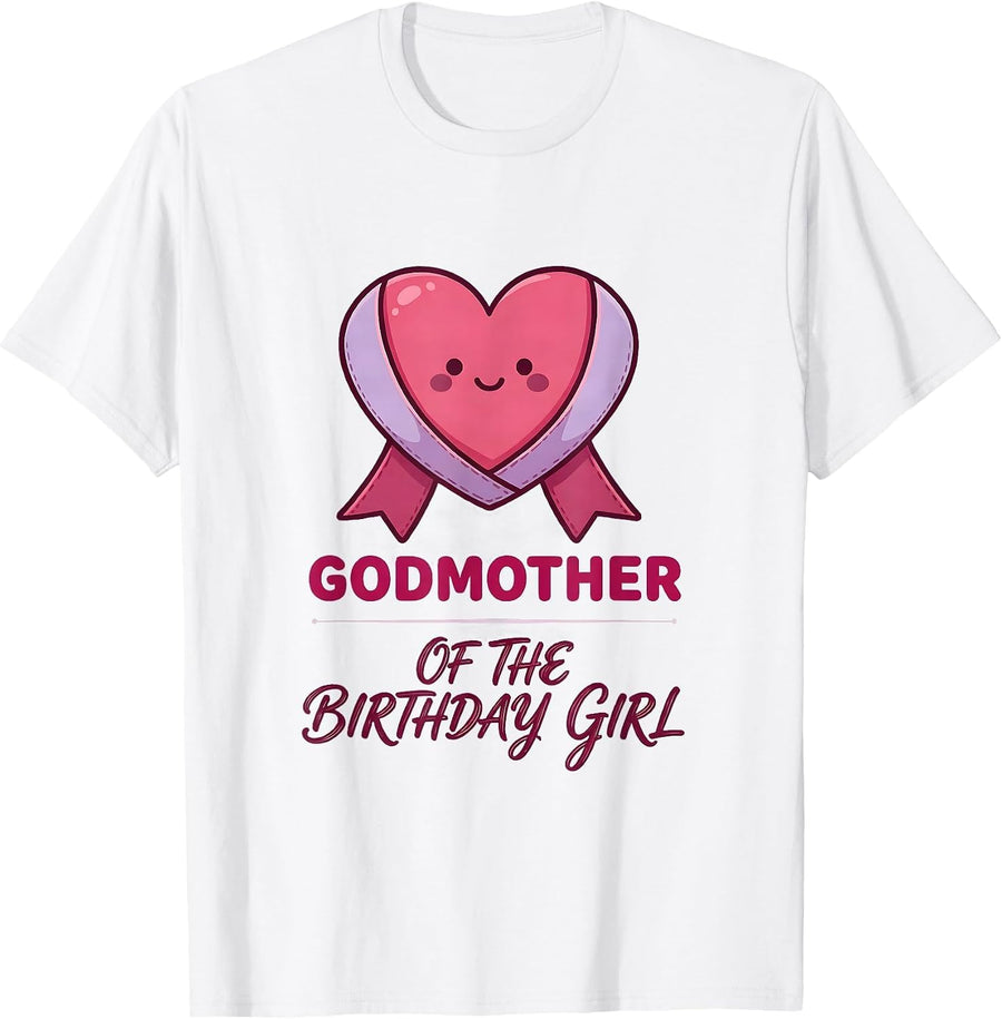 Men's Godmother Of The Birthday Girl Cute Pink Bow Family Matching T-Shirt - White