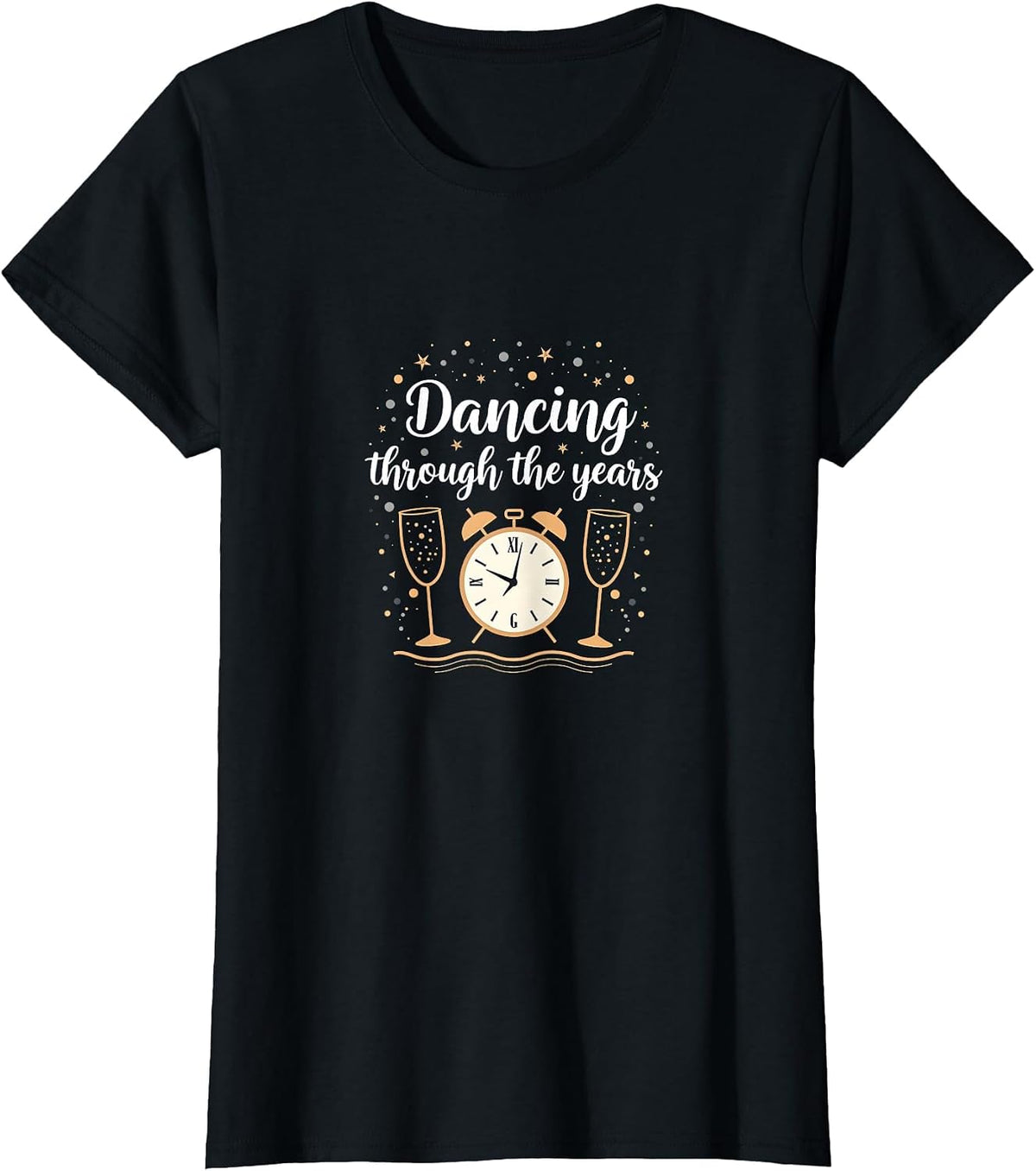 Dancing Through the Years New Years Eve Design T-Shirt - Black