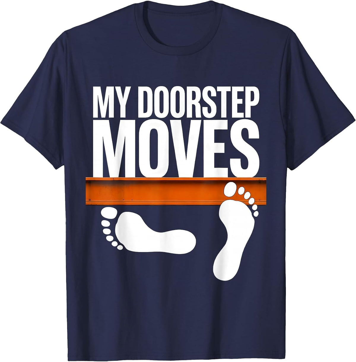Men's My Doorstep Moves Brutalist Van Life Retro Road Trip Humor T-Shirt - Navy Blue