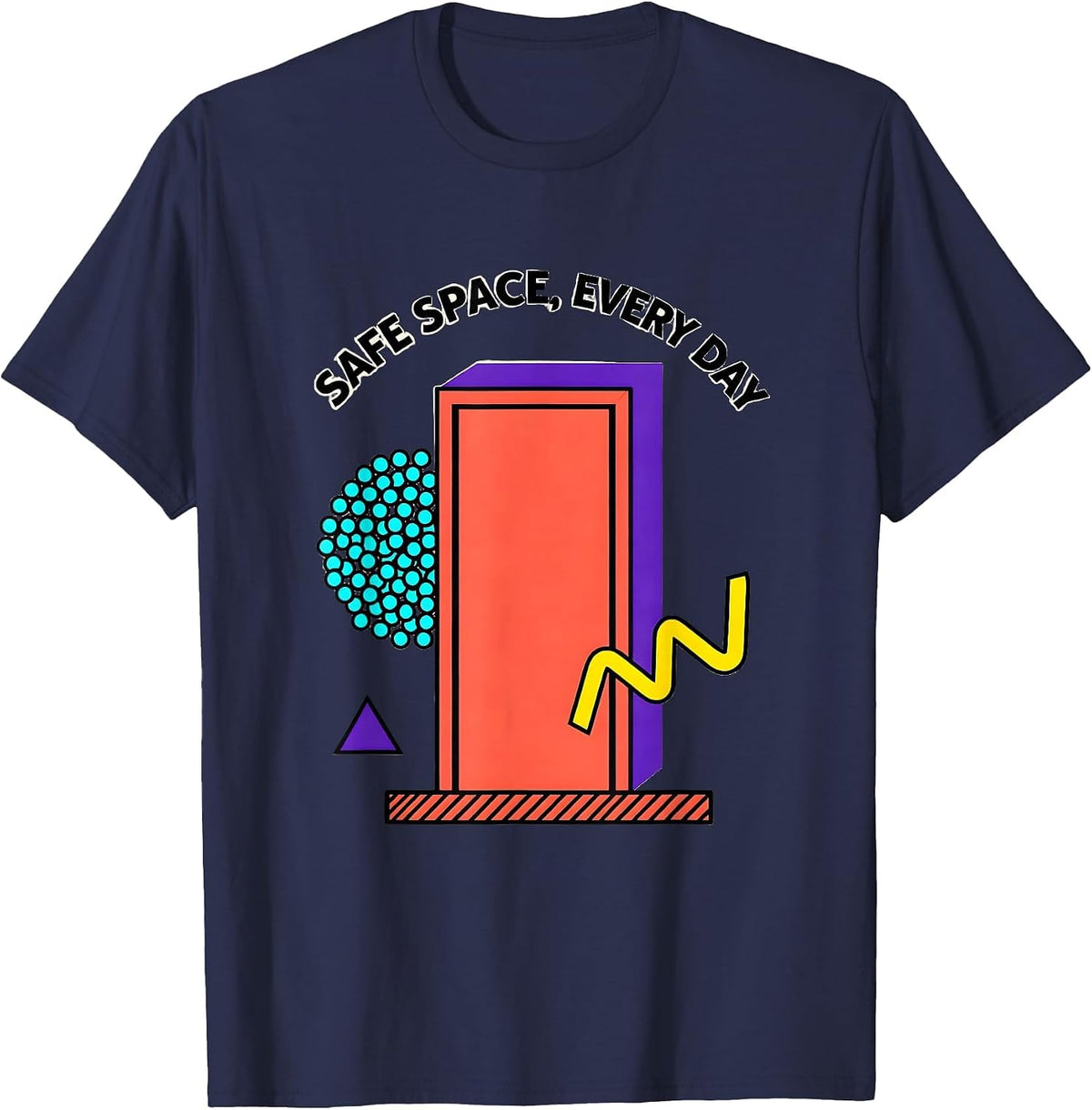 Safe Space Every Day School Counselor Design T-Shirt - Navy Blue