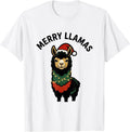 Men's Merry Llamas Funny Llama Christmas Animal Lover Gift T-Shirt - White