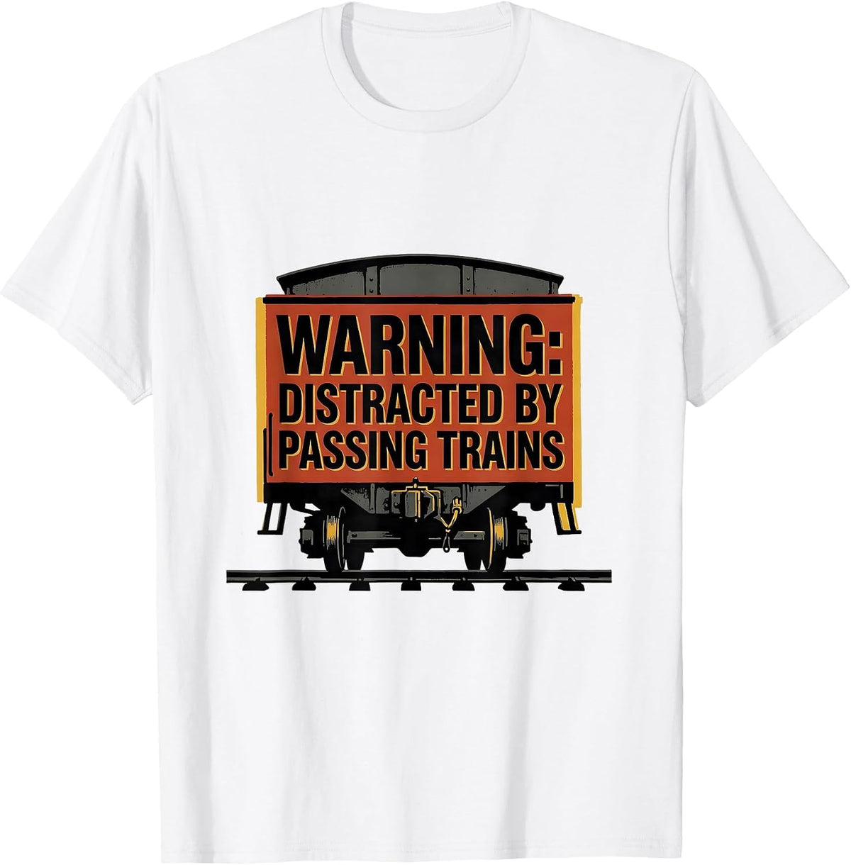Men's Warning Distracted By Passing Trains Retro Train Enthusiast T-Shirt - White