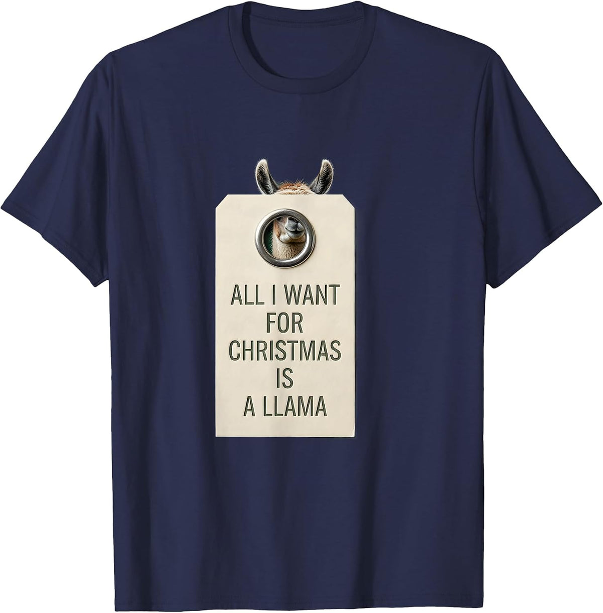 All I Want For Christmas Is A Llama Funny Llama Lover T-Shirt - Navy Blue